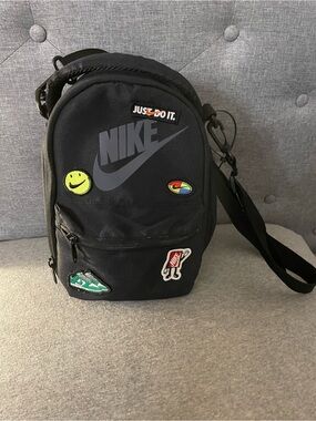 Nike Black Messenger Bag with Multicolor Patches - Men